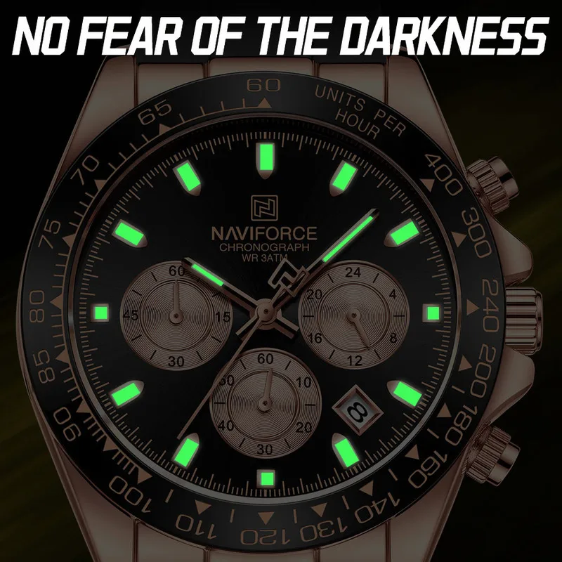 NAVIFORCE Watches for Men Business Luxury Waterproof Luminous Mens Watch Silicone Strap Chronograph Wristwatch Relogio Masculino