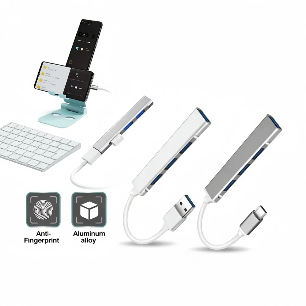 4in1 USB C HUB USB3.0 Type C 3.1 4 Ports Multi Splitter USB Adapter 5Gbps OTG for Laptop Phone Tablet PC Computer Accessorie