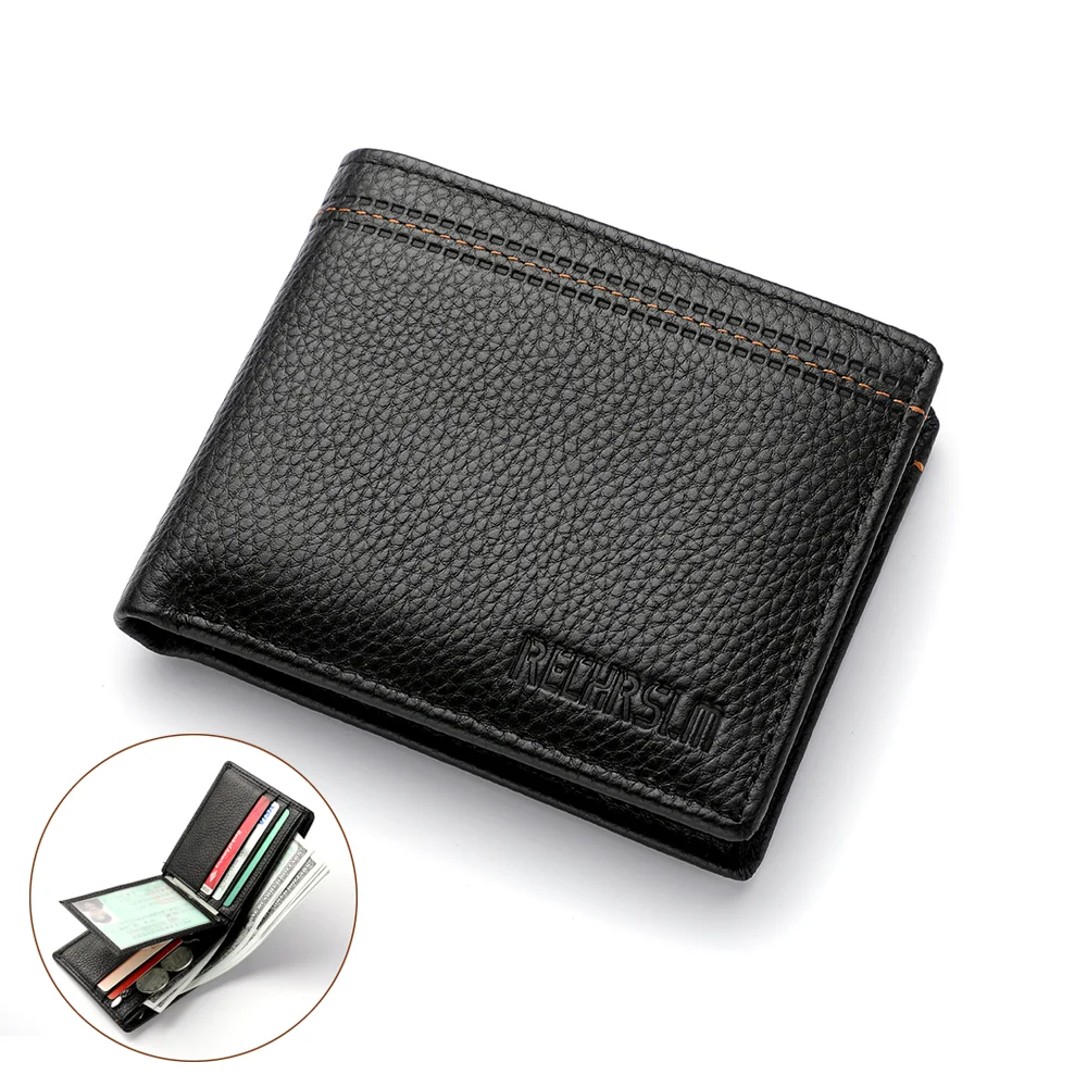 Men's Genuine Leather Wallet High-Quality Driver's License and Credit Card Zipper Wallet