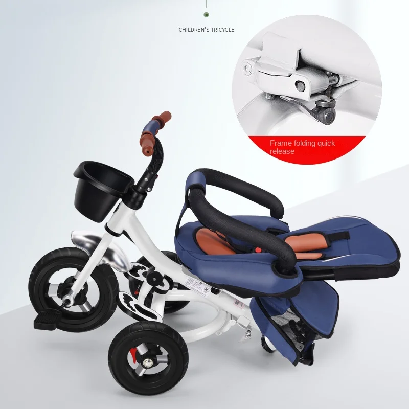 LazyChild Folding and Lying Children\'s Tricycle Bicycle 1-6 Years Old Baby Stroller Baby Light Bicycle Three Wheel Toddler Bike