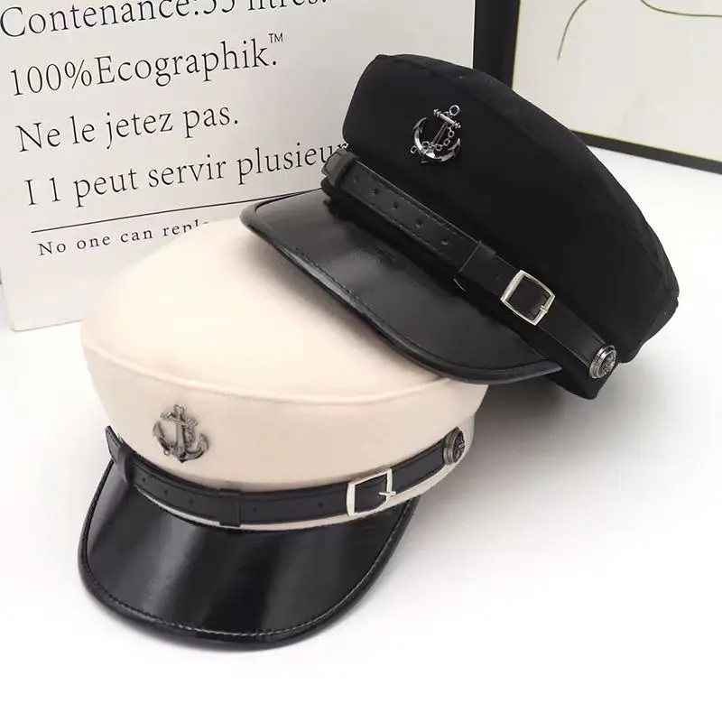 الكورية الصوف قبعة المرأة الخريف الشتاء الرجعية Ins نمط موزع الصحف قبعة جلدية الرسام قبعة ملابس عصرية