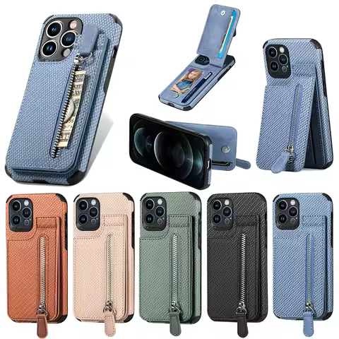 For Samsung Galaxy S24 Plus S23 S22 S21 S20 FE Note 20 Ultra A73 A53 A52 A33 A32 5G Vertical Flip Zipper Wallet Case Card Holder