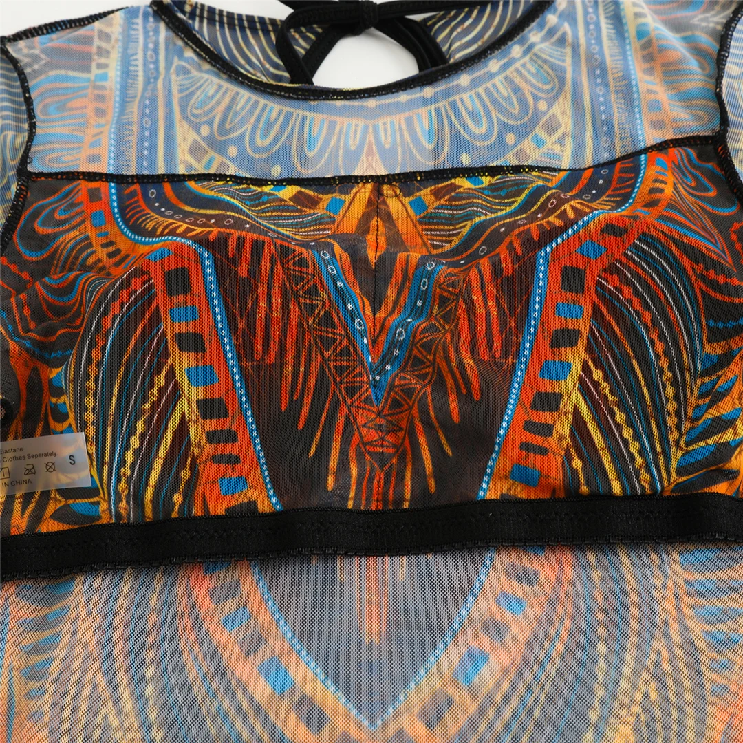 S - XXL Neuer bedruckter Badeanzug mit langen Ärmeln und Hose, einteiliger Damen-Badeanzug, floraler, gepolsterter Badeanzug, Badebekleidung, Modell V7176 – Detail 15