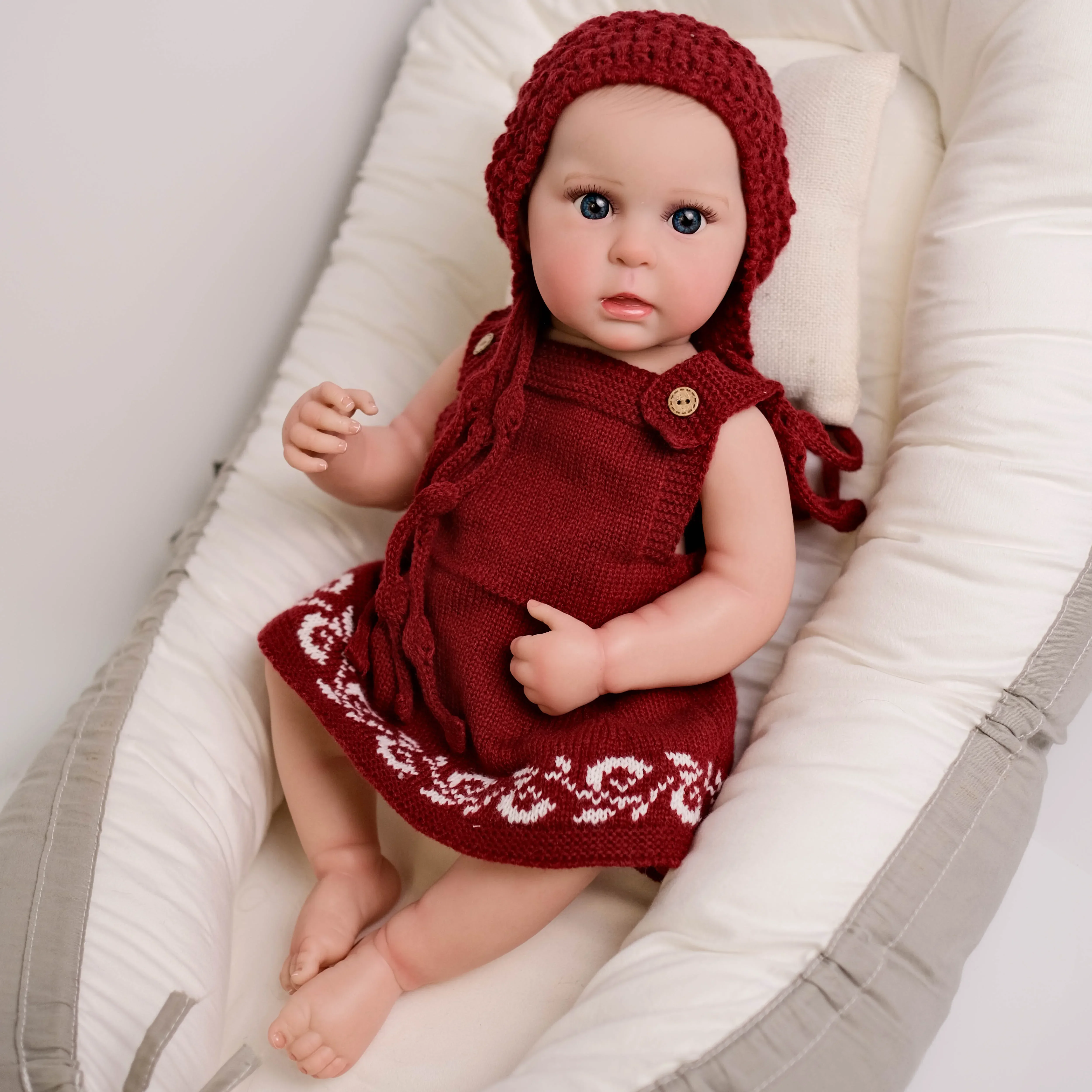 NPK 19inch Full Body Ward Lifelike Reborn Baby Newborn Doll Cuddly Baby Multiple Layers Painting 3D Skin with Hand Draw Hair