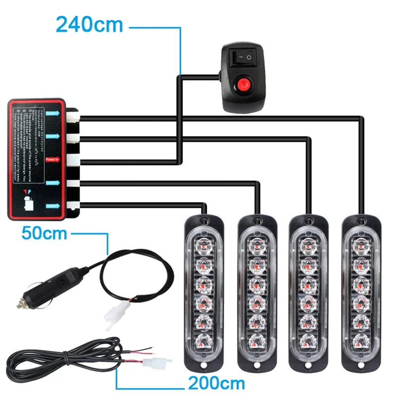 N38R_EL Flashing Lights 24LED High-Power Emergency Lights C