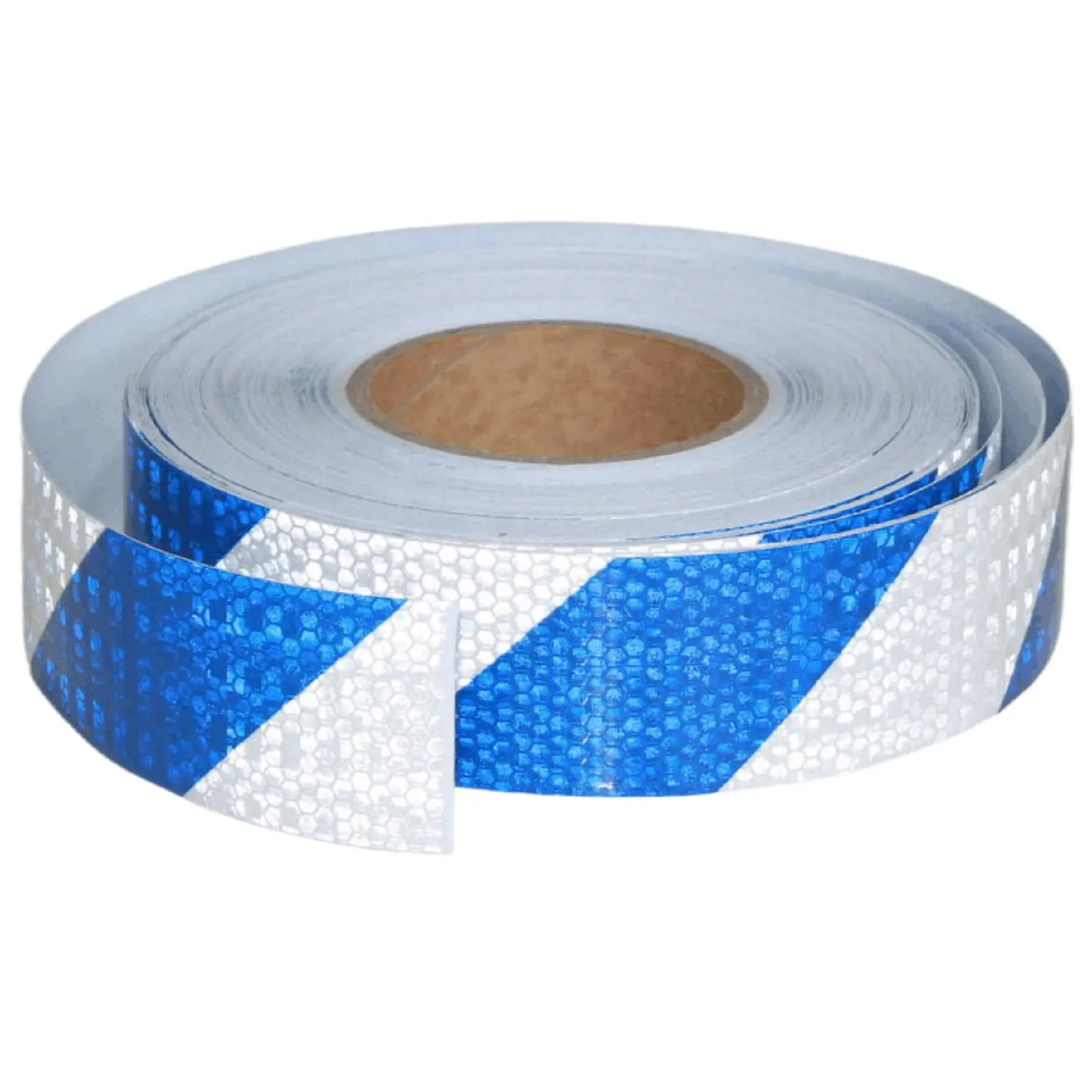 

High Visibility Blue And White Diagonal Reflective Safety Tape 2 Inch Wide 66 Feet Waterproof Adhesive For Vehicles Outdoor Use