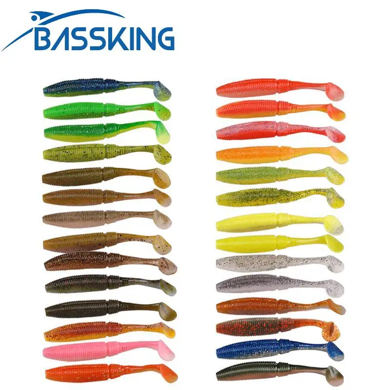 BASSKING-T Tail Soft Silicone Fishing Lure, Artificial Baits, Bass Fishing Wobbler, 95mm, 8.5g, 5Pcs