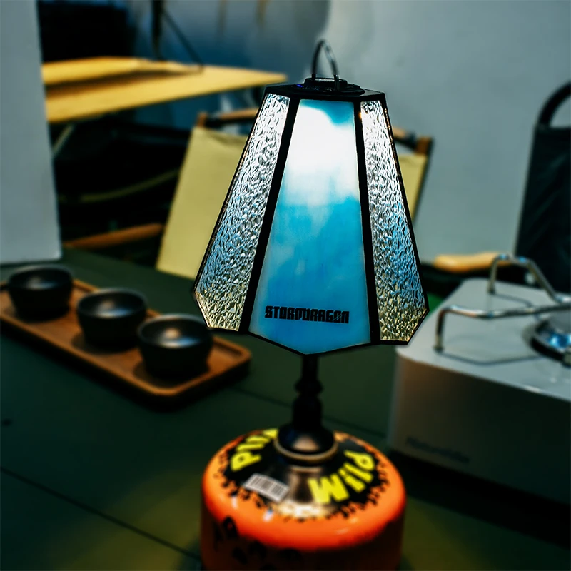 

Blue Patchwork Glass Shade - Handcrafted Glass Camping Shade, Compatible with Goal Zero Lanterns