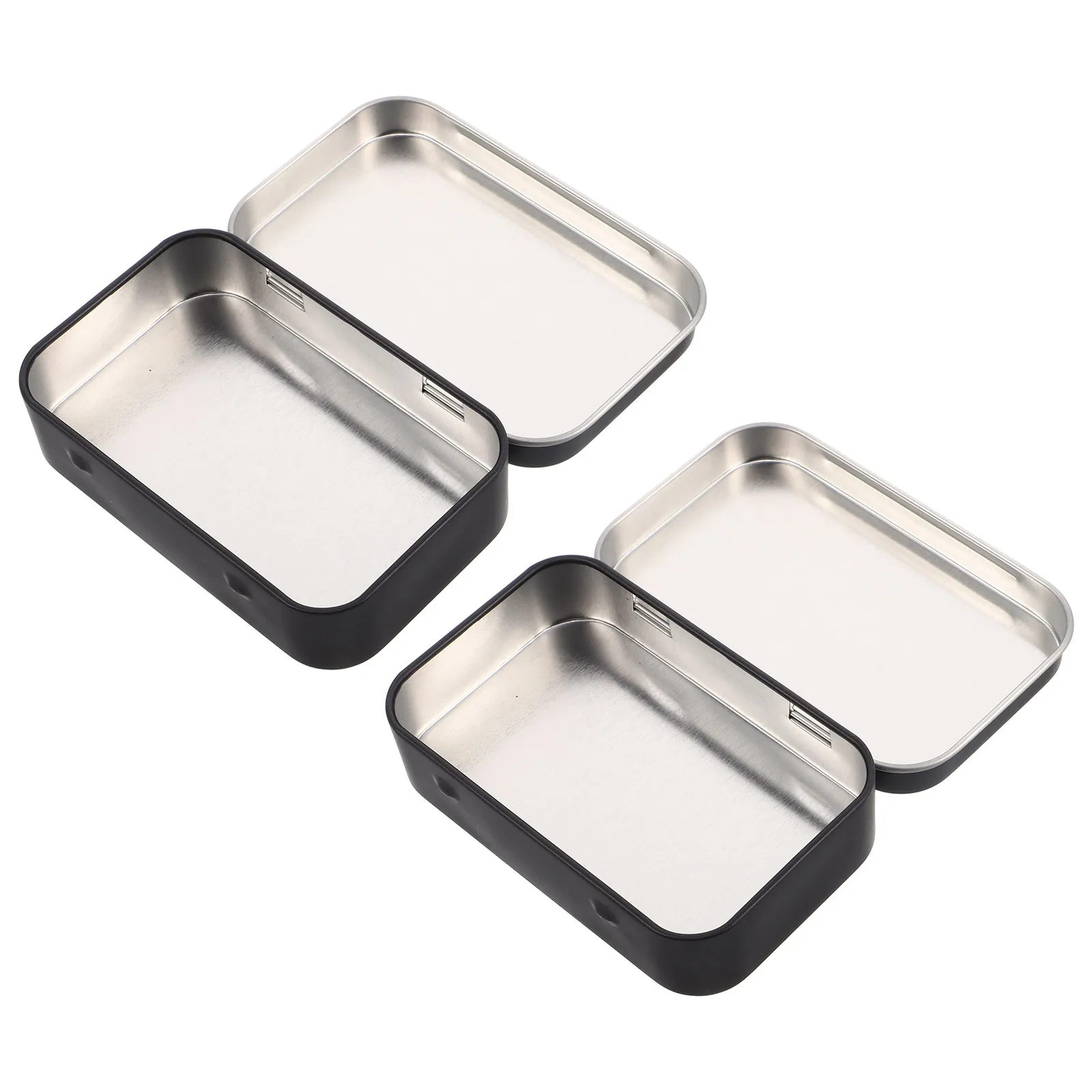 

2 Pcs Mini Metal Cans Rectangular Empty Hinged Tins Tea Storage Jar Cover Small Containers Tinplate Boxes with Lids