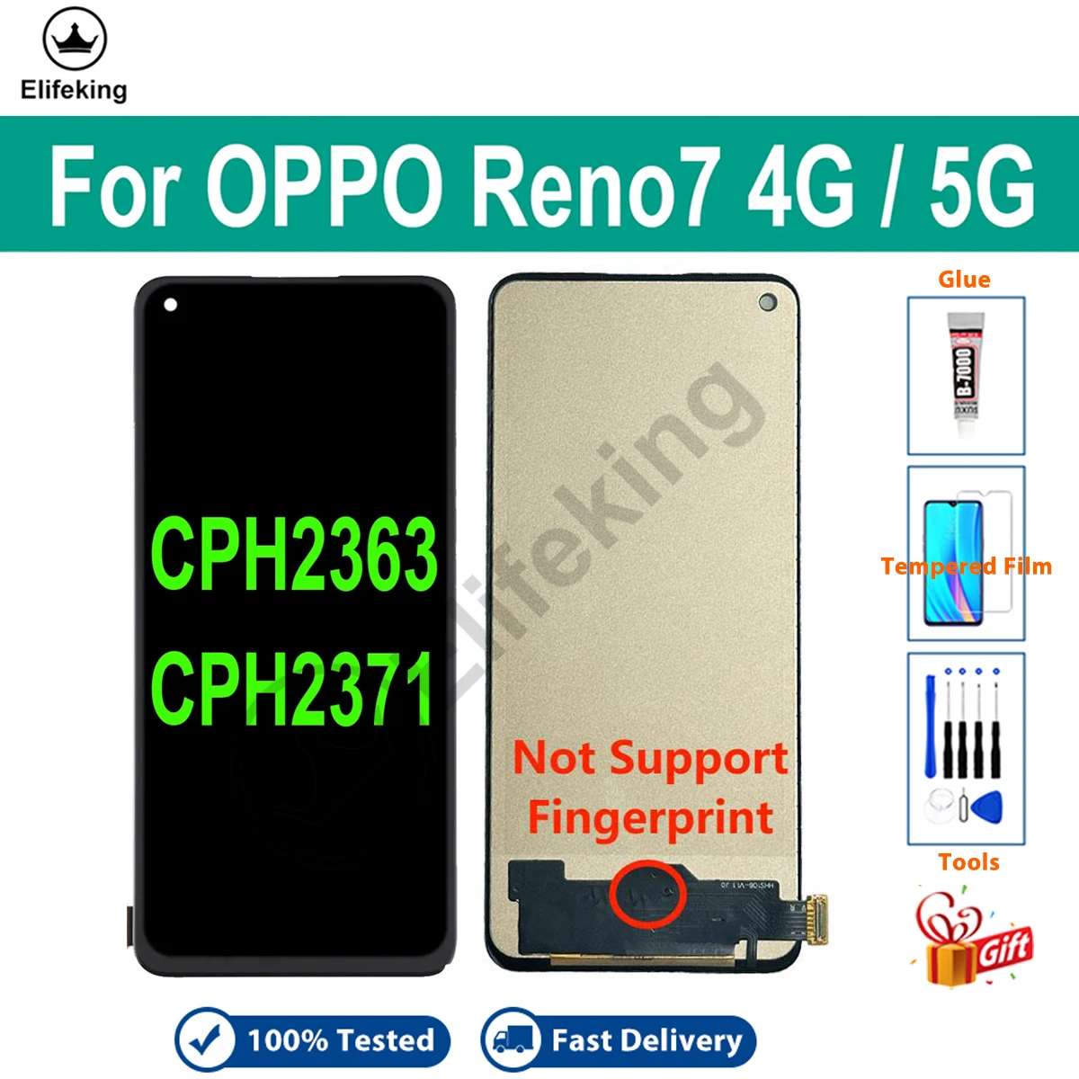 For Oppo Reno7 LCD Display Reno 7 4G 5G CPH2371 CPH2363 LCD Touch Screen Replacement Digitizer Assembly Tested Repair Parts