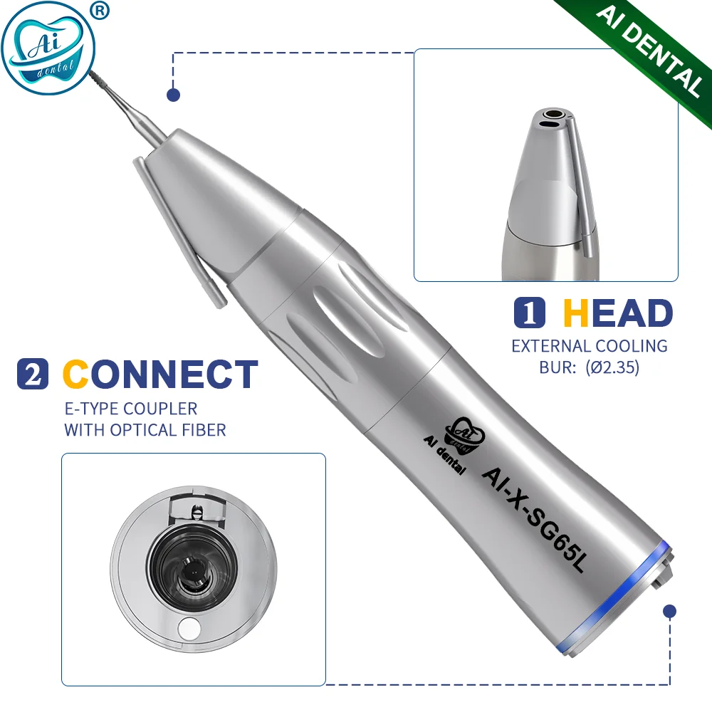 AI-X-SG65L Fiber optic led electric micromotor 1:1 low speed outer spray korea implant straight dental handpiece