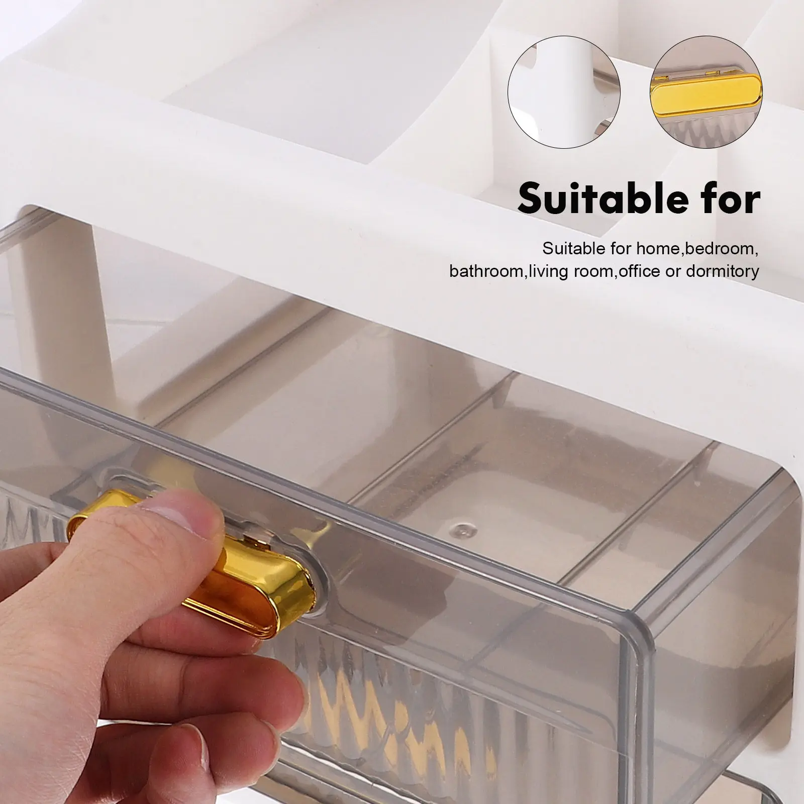 1Pcs Smooth-Gliding Drawer Organizer Box with Humanized Compartments for Jewelry Makeup Skincare Items Bedroom Bathroom