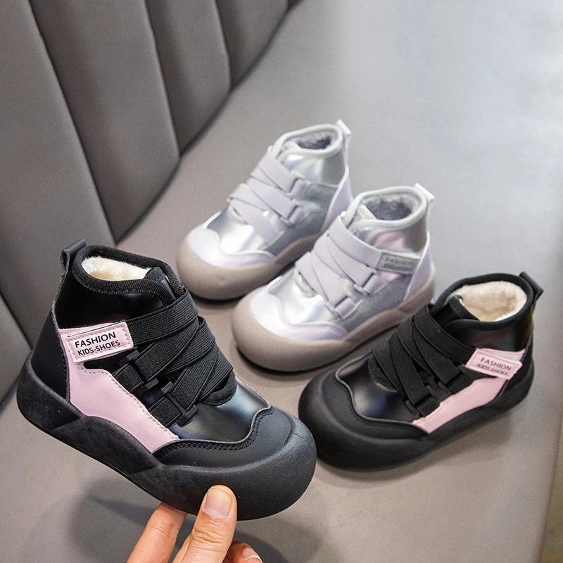 

Детские короткие ботинки на толстом теплом меху, ботильоны для девочек, мягкая подошва с закрытием пальцев, новинка зимы 2025, детские спортивные ботинки в корейском стиле