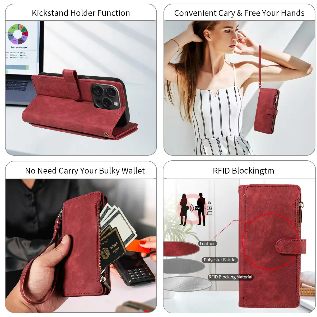 PU-Leder-Handyhülle für Samsung Galaxy S25Edge Ultra S24 S23 S22 S21 S20 S10 S9 S8Plus FE Note20 Flip Wallet Style Handyhülle – Detail 12