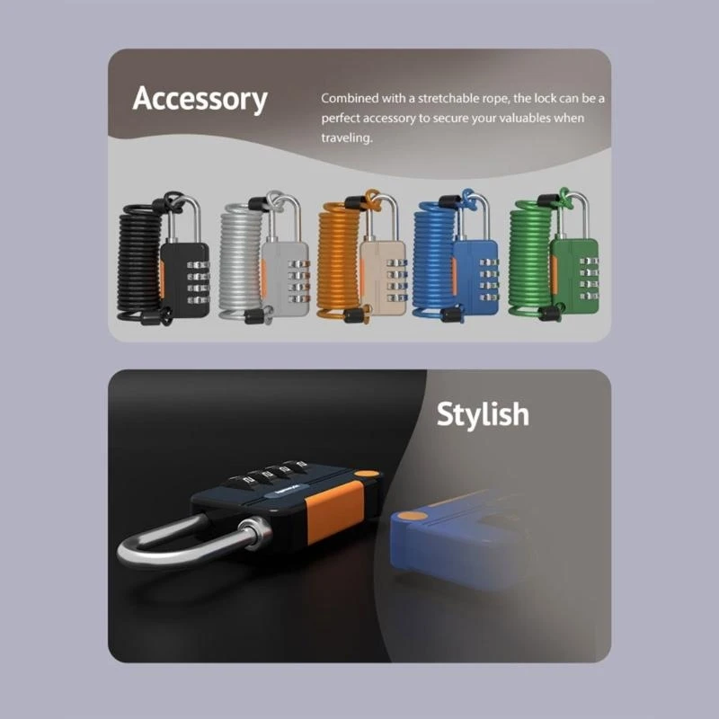 J2HB Weatherproof Padlocks 4 Digit Password Lock Portable Luggage Security Lock for Storage Unit Gym Lockers Toolboxs