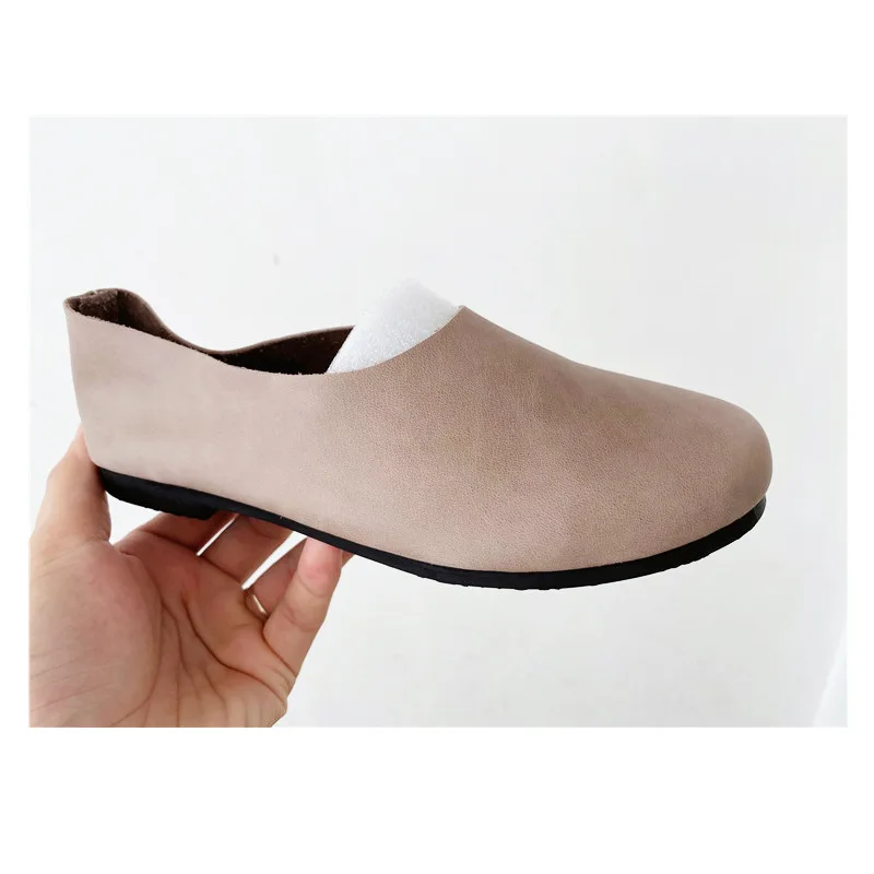 Ballerine da donna in vera pelle naturale suola morbida scarpe Oxford Slip On punta tonda scarpe da donna comode retrò 2023