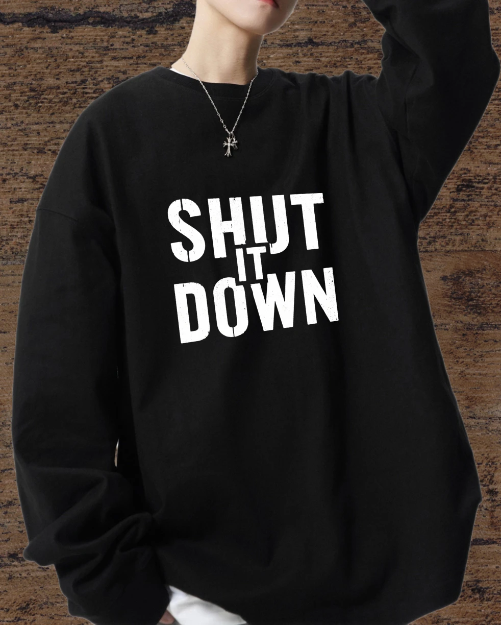

T shirt for men autumn Streetwear Sportswear man Long sleeve Graphic tee Shut It Down Gothic Streetwear Printed tshirt Bsketball
