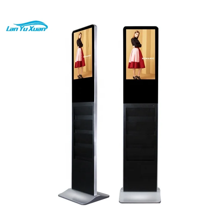 21.5 inch ultra thin slim frame Android Wifi Digital totem lcd display with magazine pocket