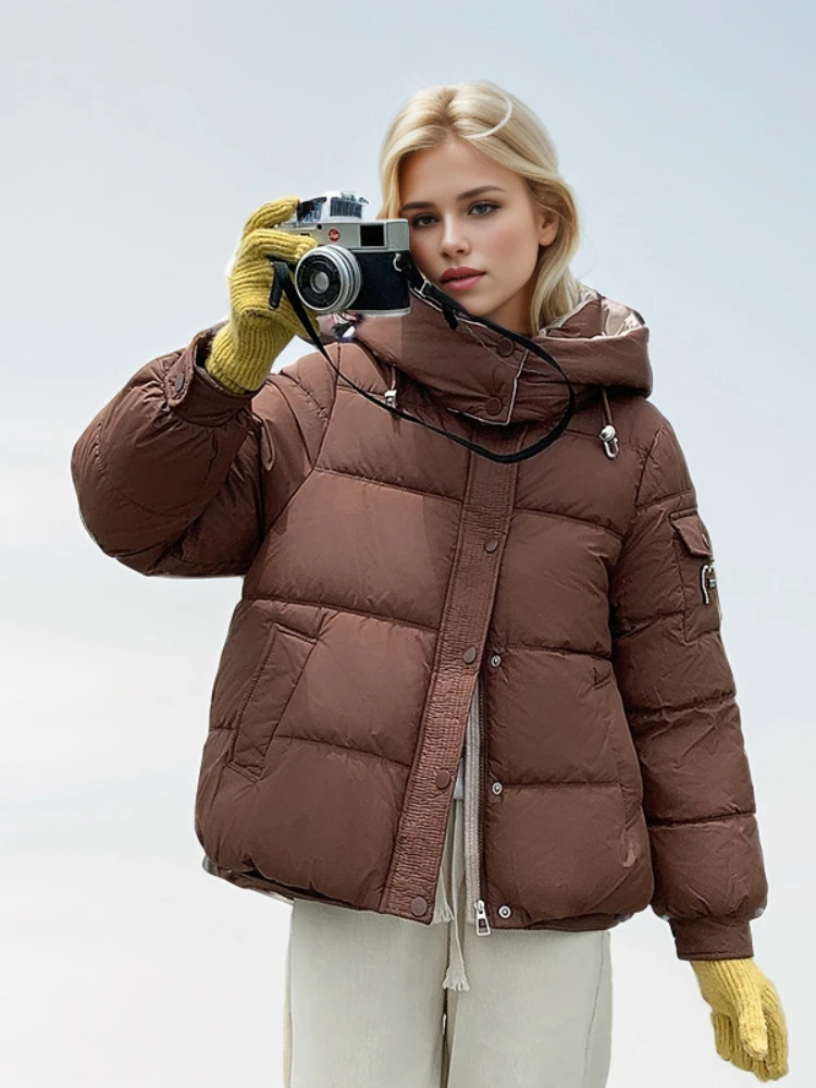 Short Cotton Padded Jacket Women Hooded Thick Warm Puffer Jackets Winter Female Loose Korean Streetwear Parkas Mujer Outwear