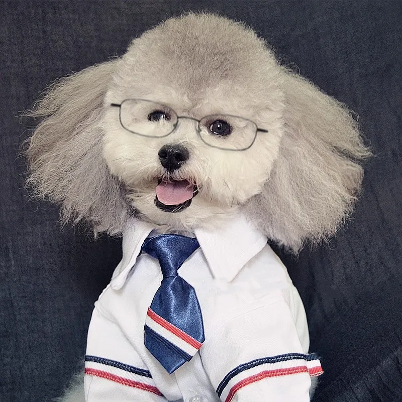 

Classic Design Blue-Striped Pet Top Lightweight Gentleman'S Style Dog Cotton Shirt