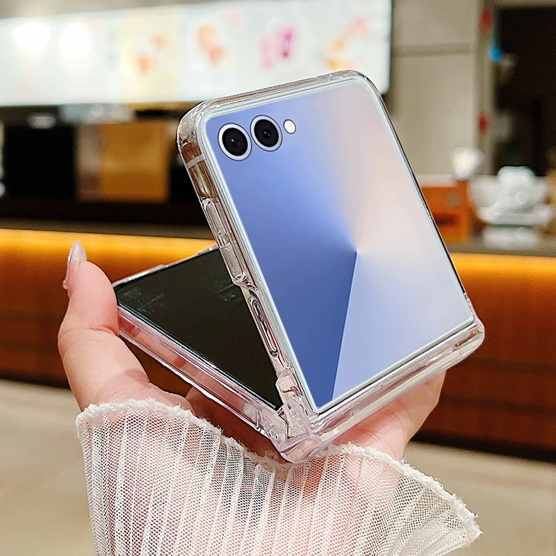 かわいい桜柄クリアスマホケース Samsung Galaxy Z Flip 7 6 5 4 3 折りたたみ式PCハードカバー Samsung Z Flip5 Flip7 Flip6用