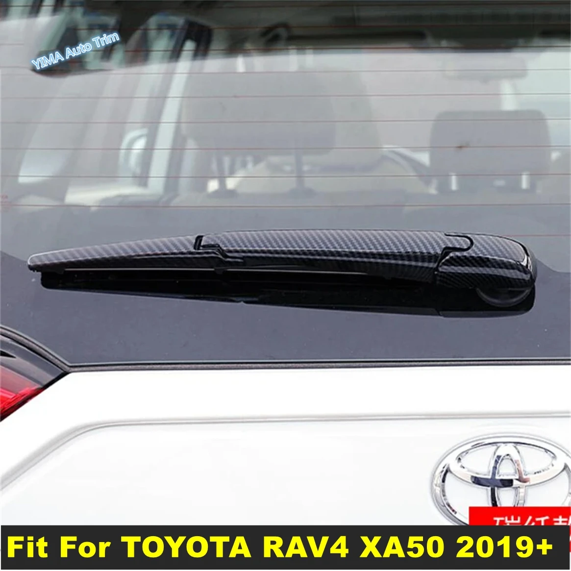 

ABS Auto Rear Windshield Window Windscreen Rain Wiper Cover Trim For TOYOTA RAV4 RAV 4 XA50 2019 - 2024 Carbon Fiber Accessories