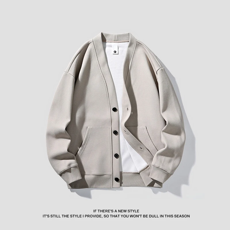 

Ранняя осень, мужской повседневный вязаный маленький костюм с v-образным вырезом, джемпер, свободный крой, корейский модный топ, универсальный длинный свитер свека