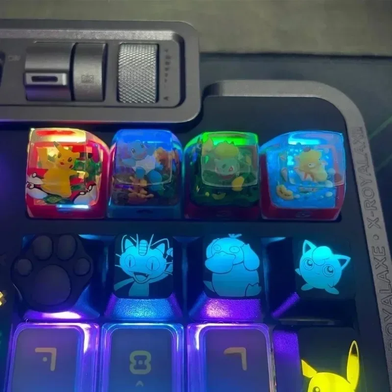 Pokemon Gengar Pikachu Charizard Eevee Custom Resin Micro Transparent Key Cap Mechanical Creative Single Computer Keyboard Cap