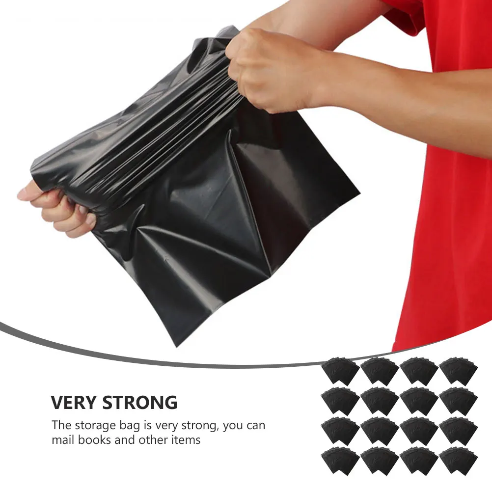 

100 Pcs Thickened Waterproof Express Bags 17x25+4 Black Shipping Packaging Bags Lightweight Strong Mailer Envelope Self