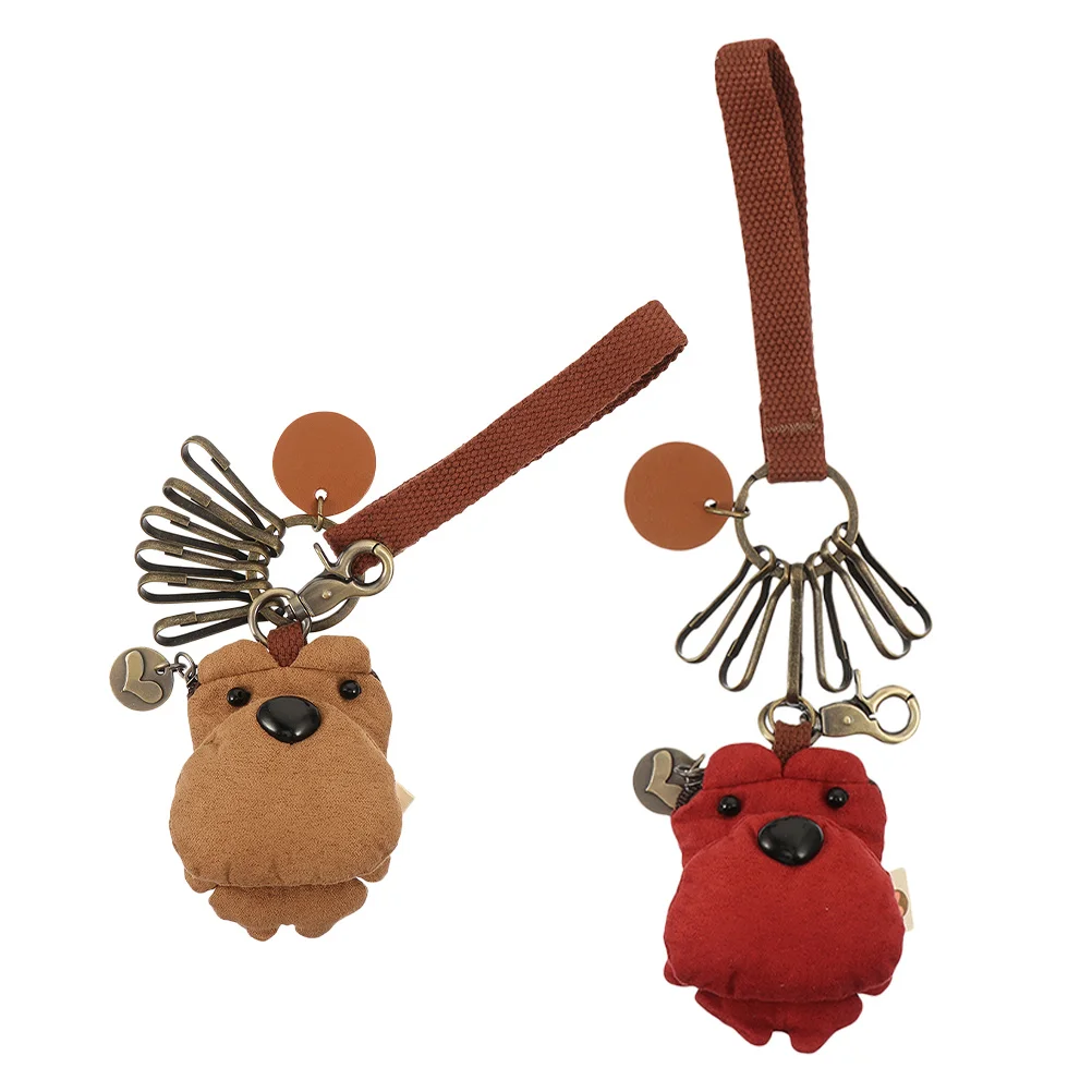 

2pcs Bear Keychain Cute Key Ring For Car Keys Bag Charms Backpacks Key Fob Holder Black Couple Cotton Mini Wristlet Purse Charm