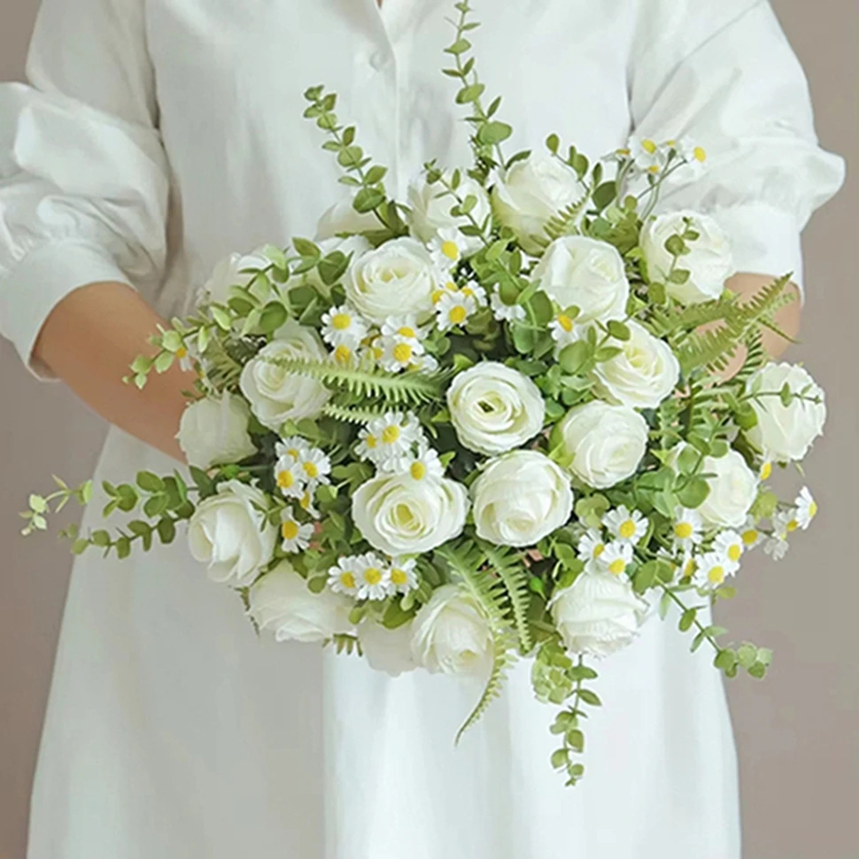 

Silk Rose Artificial Flowers Diy Wedding Home Christmas Decor Distinctive Carland Bridal Bouquets Dining Table Vases Photography