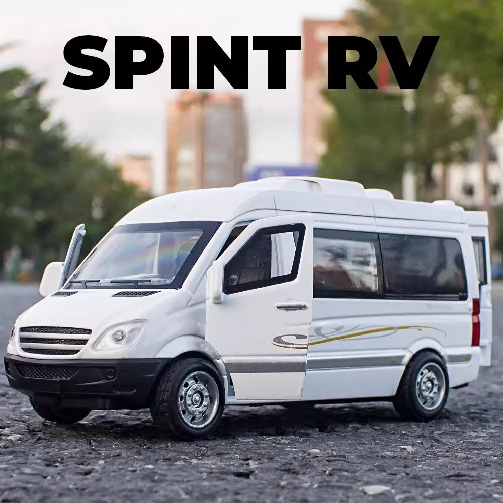 

1/32 Spint RV Car Model Toy Alloy Diecasts Sound Light Simulation Vehicles Sprinter MPV Van Models Hobbies Collectible Kids Gift