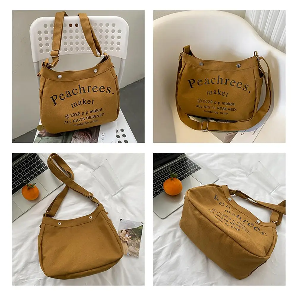 

Женская холщовая сумка-тоут с буквенным принтом, холщовая сумка через плечо, парусиновая женская школьная сумка, большая сумка-тоут S6O9