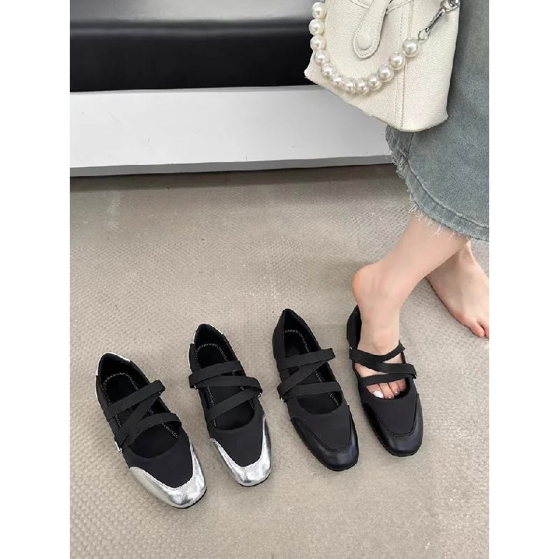 حذاء ماري جين الجديد لربيع وخريف 2025 - حذاء سهل الارتداء مستوحى من الباليه مع حزام مطاطي، حذاء عمل عتيق للنساء