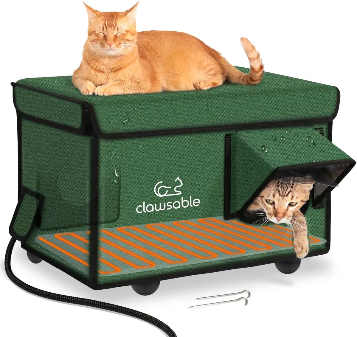 Cat House for Outdoor  in Winter, Weatherproof Heated  Bed  Shelter with  Heating Pad, Waterproof