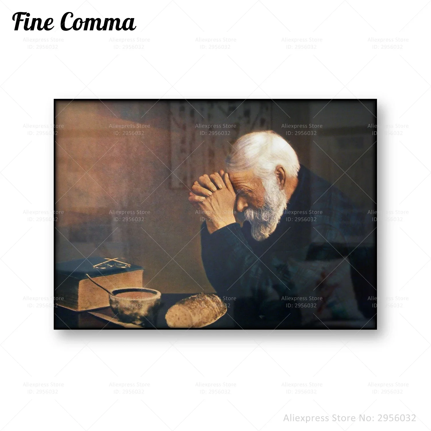 Vintage Poster Eric Enstrom Grace Praying Hands Old Man Praying Over Bread Hope Religion Jusus Wall Art Canvas Print Picture