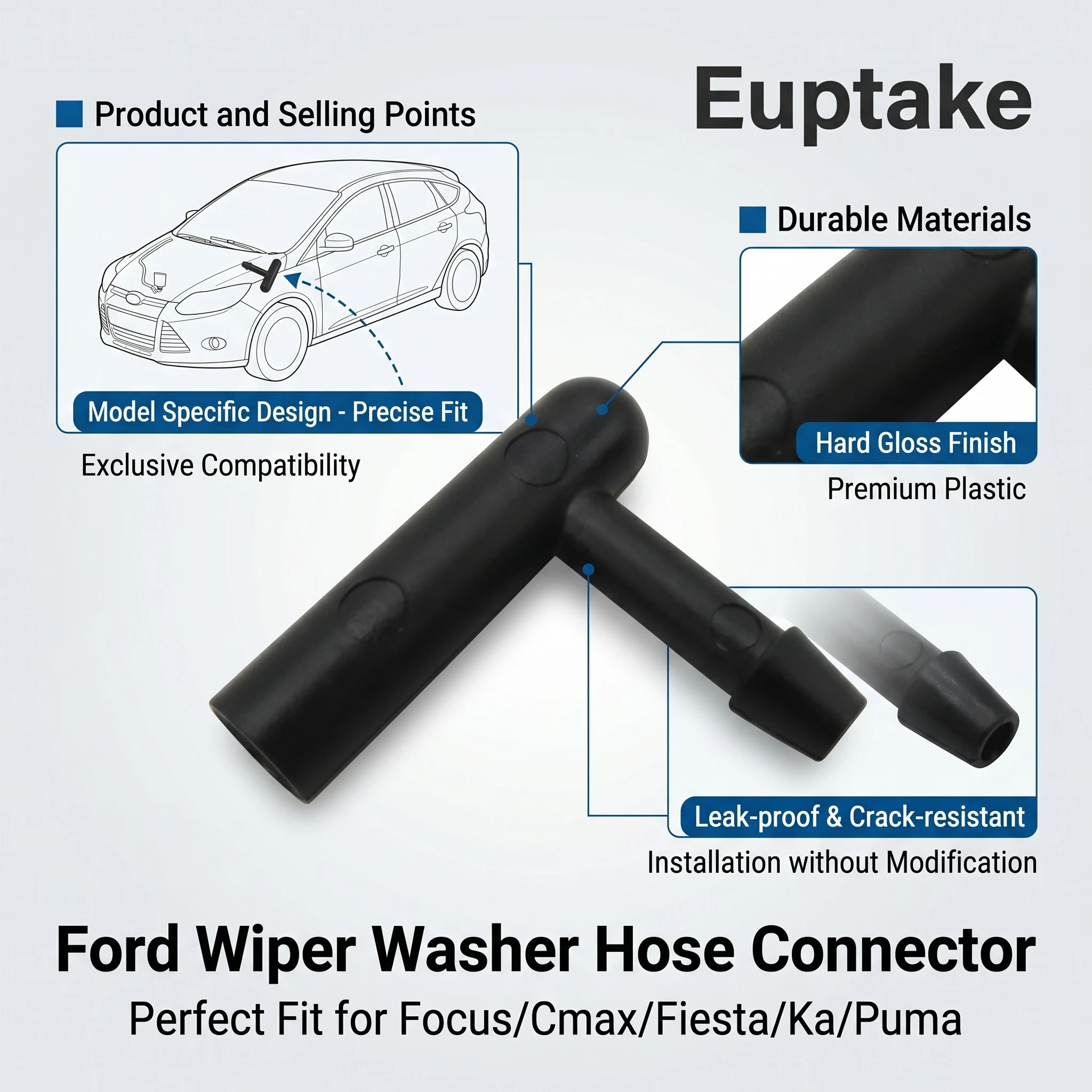 Conectores de Mangueira para Limpador de Para-brisa de Carro para Ford Focus C-Max Fiesta Ka Puma Street Ka