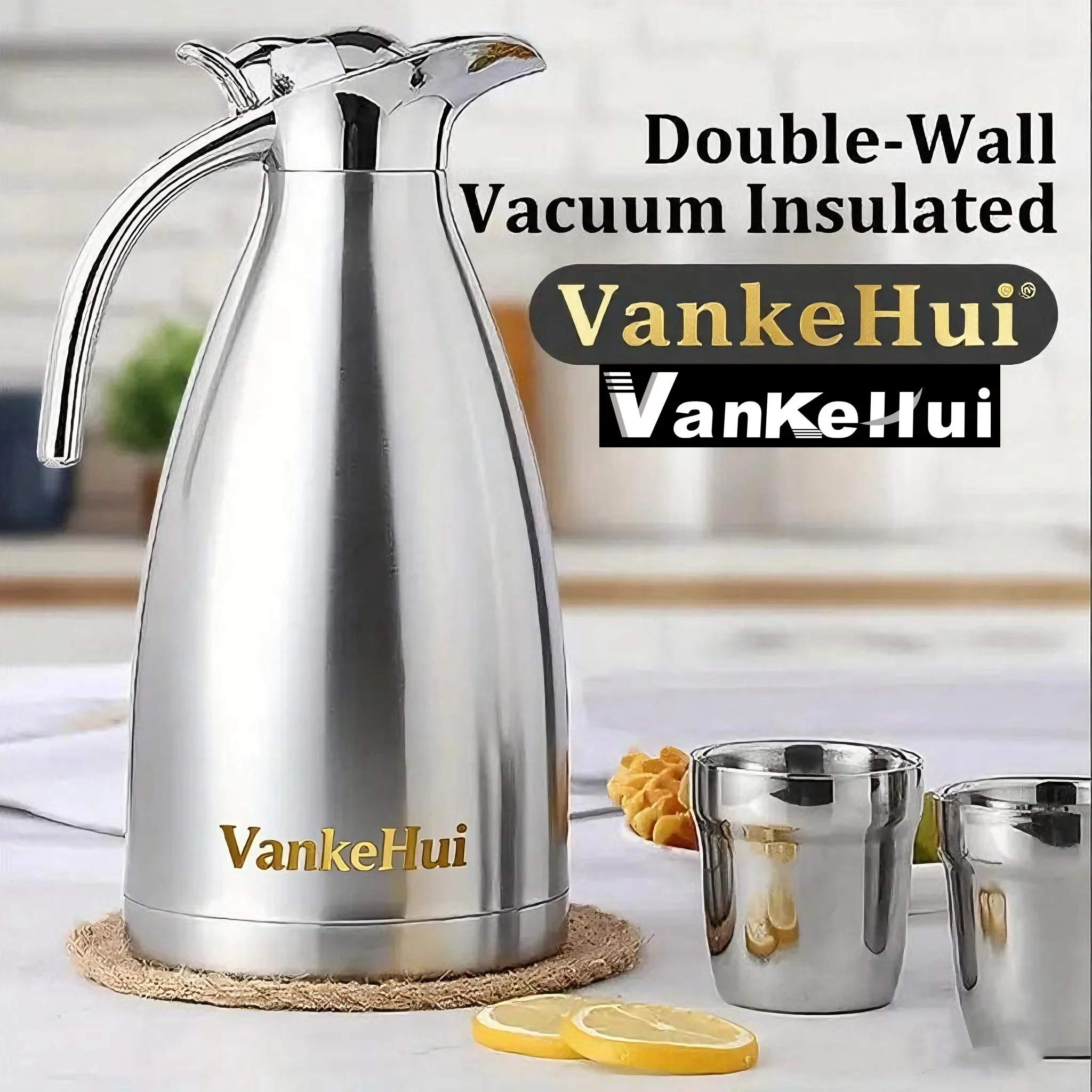 

Support OEM/ODM, LOGO customization, European-style vacuum coffee pot, 304 stainless steel insulated pot, household large-capaci