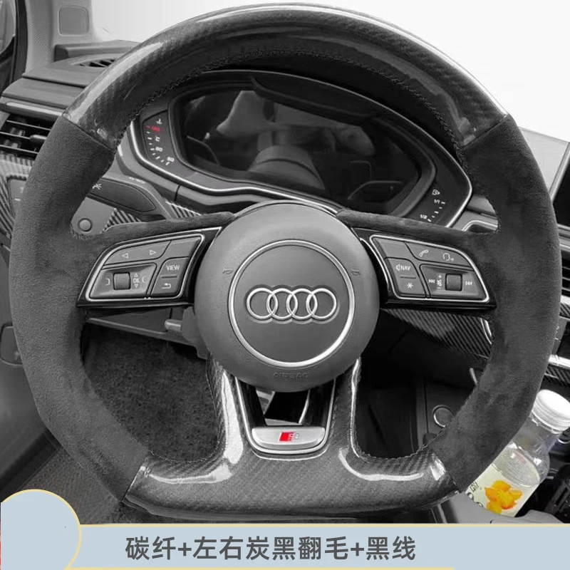 

Carbon Fiber Suede Car Steering Wheel Cover for Audi A1 8X A2 A3 Q3 Q5 Q2 A4 A5 A6 Avant Customized Hand Stitched Non-slip