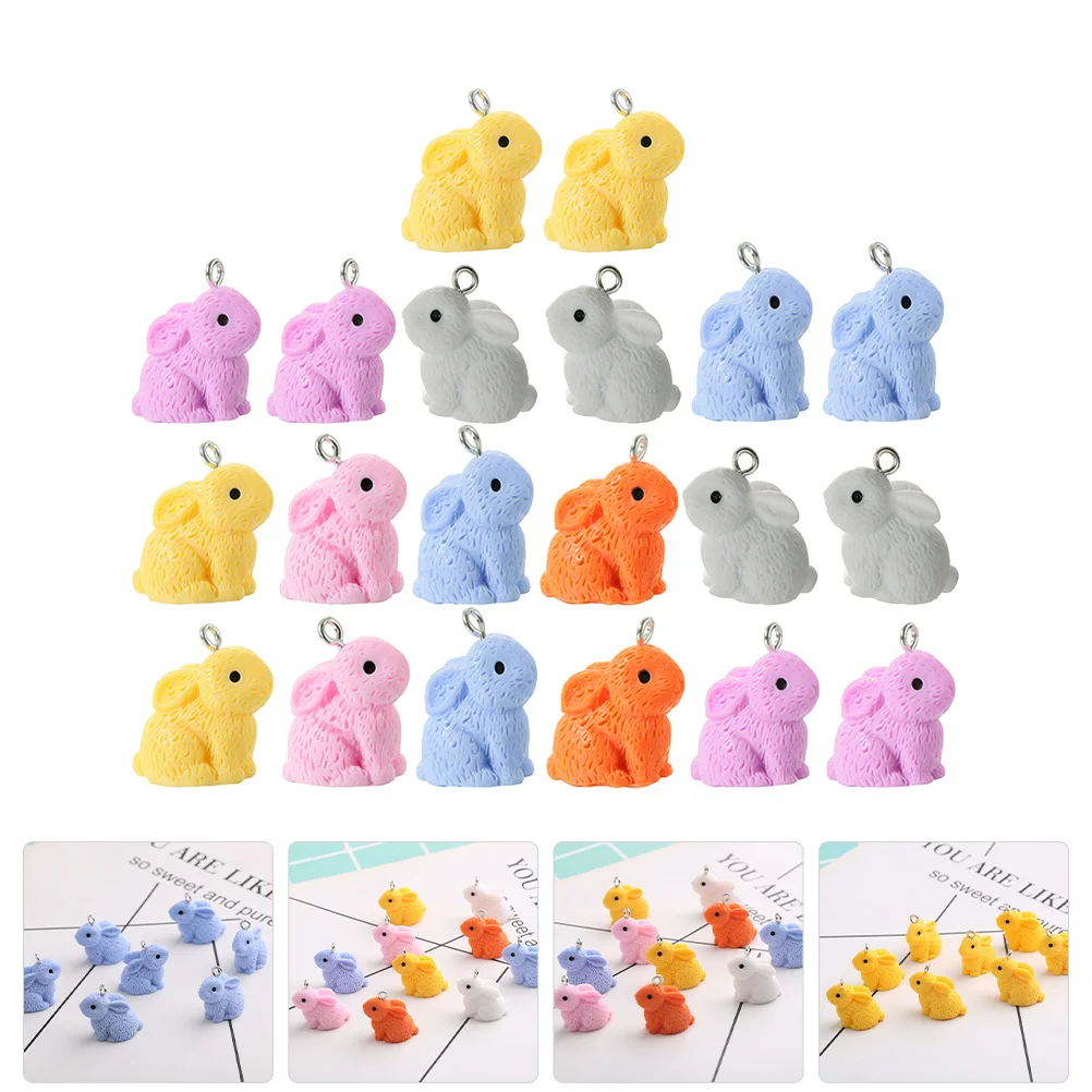 

20Pcs Bunny Charms Resin Rabbit Pendants DIY Jewelry Accessories Hanging Earrings Bracelet Making Kit Supplies