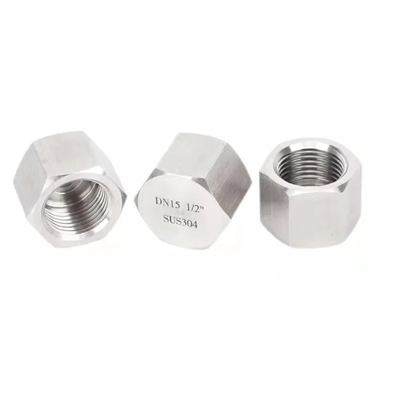 

304 stainless steel high pressure tube cap hexagon plug cap G tube PT fine teeth dull head tube plug head internal wire plug