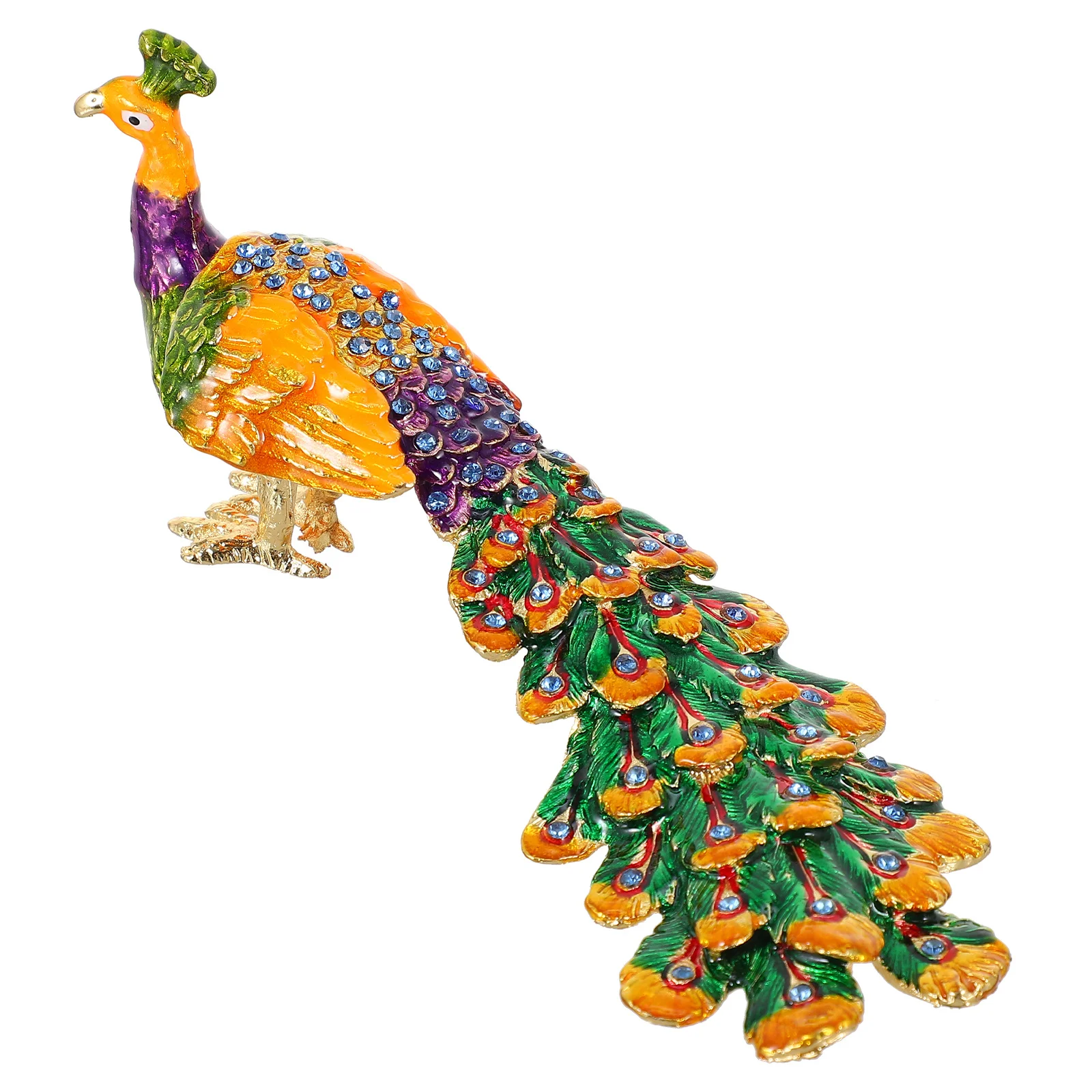 

Alloy Peacock Jewelry Storage Box Animal Shape Eco Friendly Lid Jewelry Organizer Desktop Adornment Trinket Box