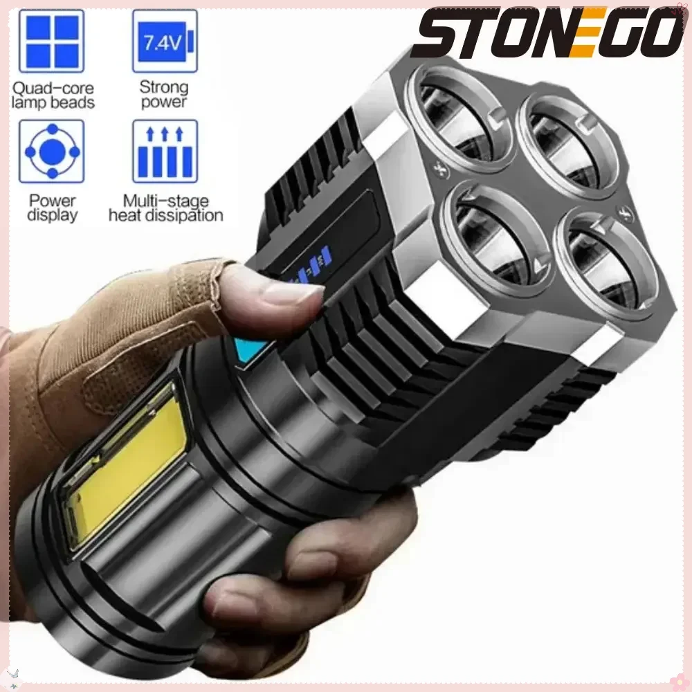 STONEGO LED High-Beam Defense Flashlight Stick USB Rechargeable for Outdoor Hiking and Safety Protection