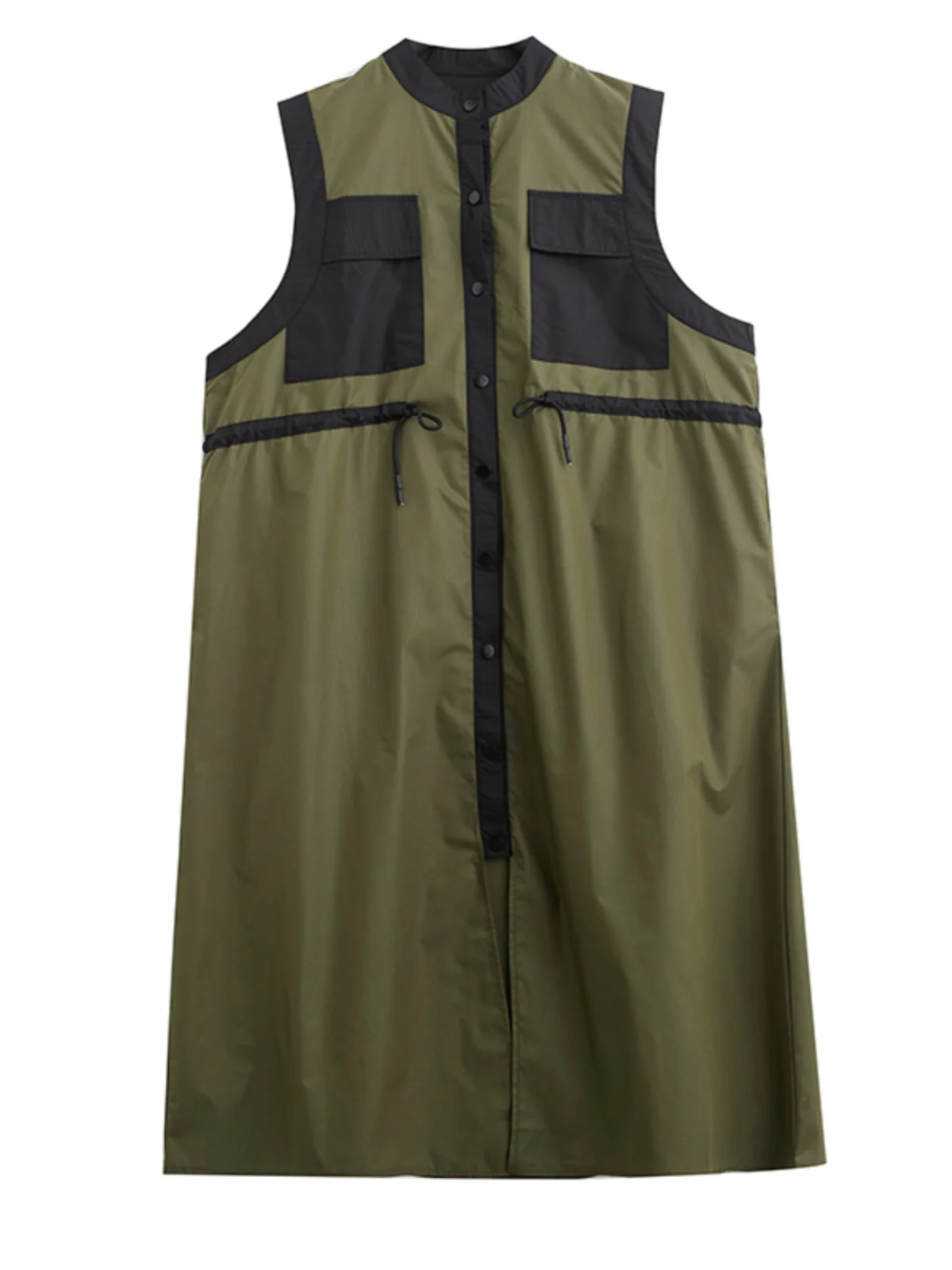 Vestido csa de verão, novo estilo, soltinho, casual, sem mangas, com patchwork na cintura, emaecedor, estilo coreano ret...