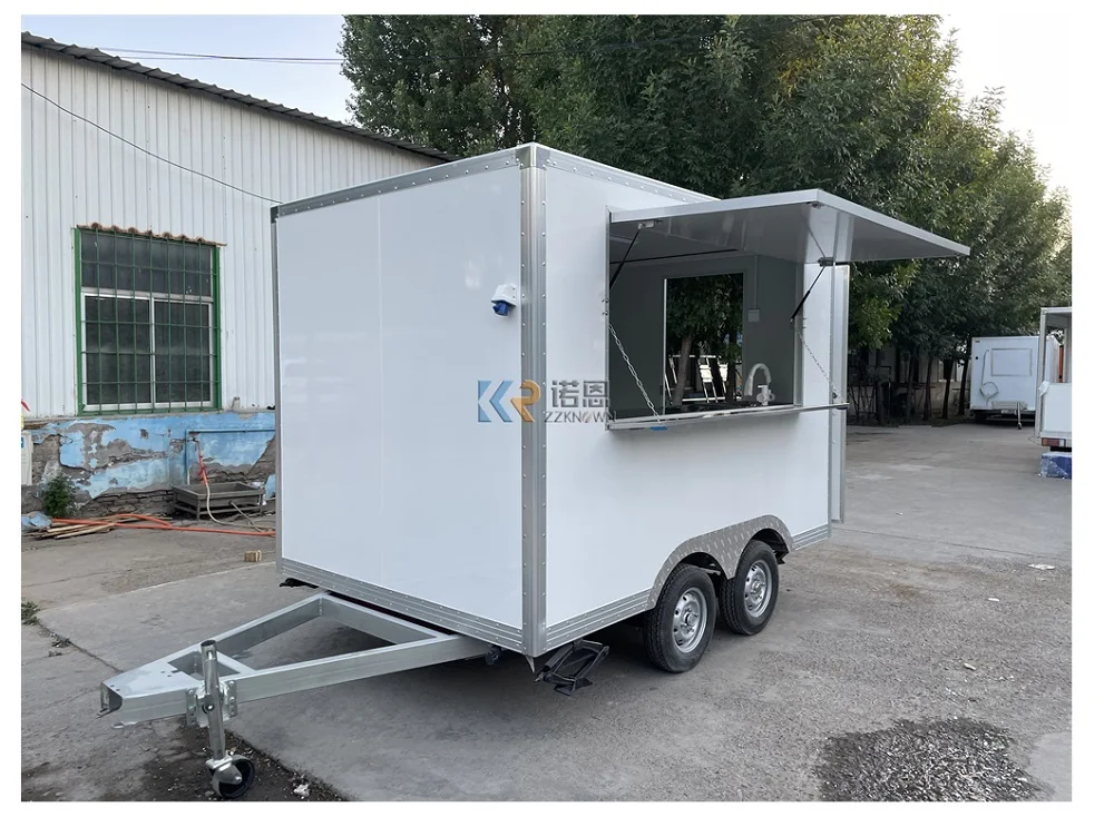 Chariot de restauration rapide mobile, cuisine, rue, remorques alimentaires, vente de collations, kiosque extérieur, 3m de long