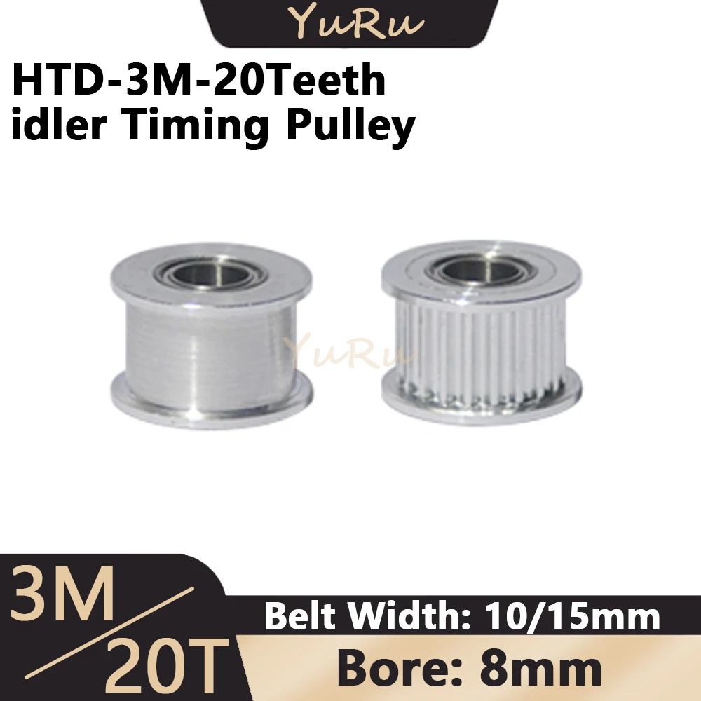 

HTD3M Timing Pulley 20teeth 3M Idler Gear with Bearing Belt Width 10 15mm Bore 8mm 20T 3M wheel 20 Teeth Pitch 3mm Belt Pulley
