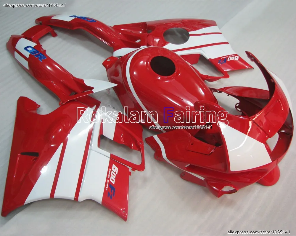 Carenado Personalizado para Honda CBR600 F2 1991 1992 1993 1994 CBR 600 F2 91 92 93 94 CBR600 Kits de Carenado para Motocicleta Rojo Blanco