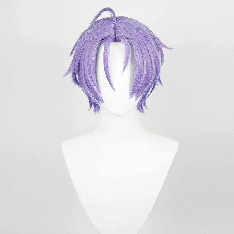 Nuevo Mundo Noche de Carnaval 9 Peluca de Cosplay Juego de Pelo Corto Púrpura Peluca de Cosplay Wang Jiuye