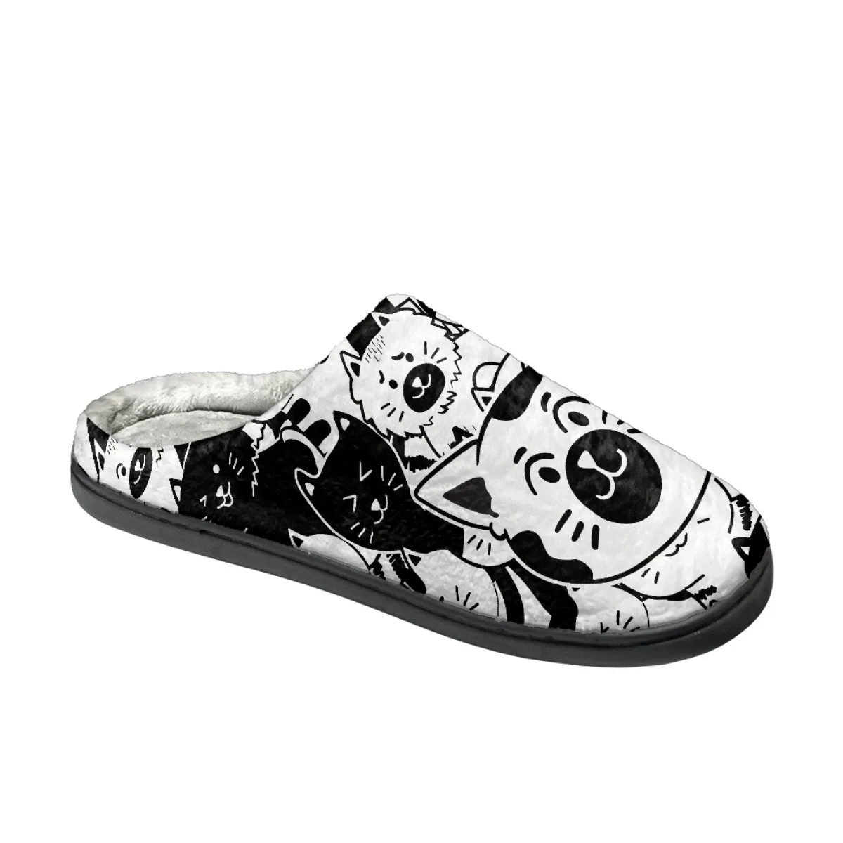 Cartoon Cat Design Warm Cotton Slippers Travel Home Unisex Casual Non-slip Shoes Couple Indoor House Slippers Print On Demand