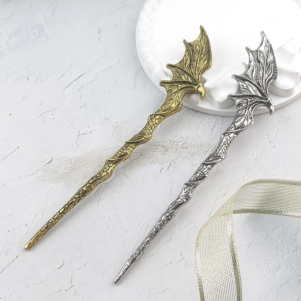 Épingle à cheveux vintage en métal en forme d'aile de dragon, accessoire créatif pour femmes, idéal pour les fêtes d'Halloween